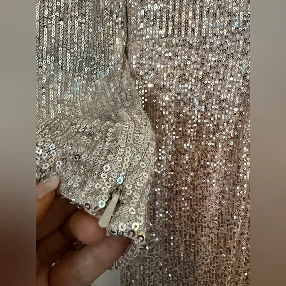 👗 NWT! Mac Duggal Sequin Knotted Hi Low  Dress - Picture 6 of 11